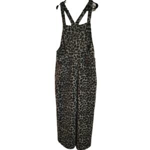 Halara Overalls Size Large L Black Gray Cheetah Leopard Fuzzy Thick Warm New